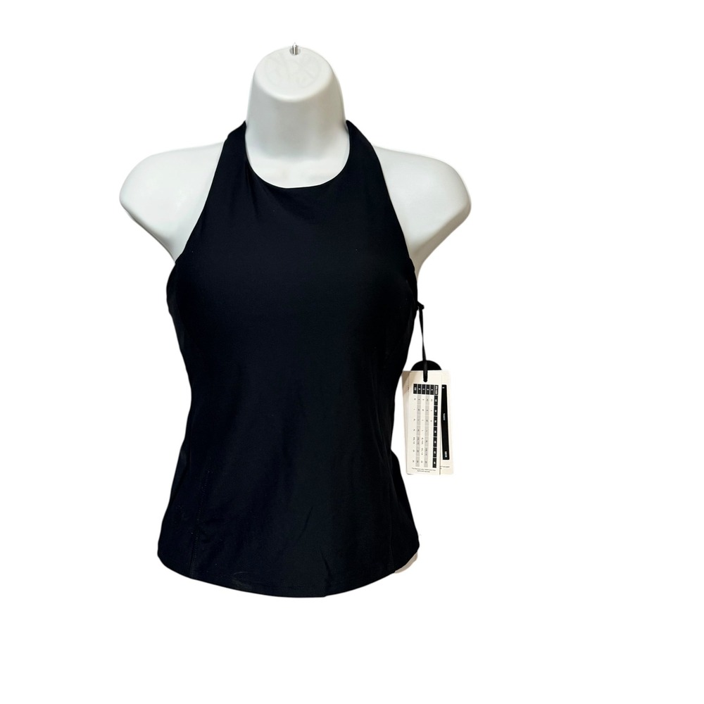 CALIA Womens High Neck Racerback Tankini Swim Top Black UPF 50+ Size S WSA15301R